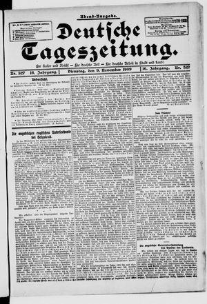 Deutsche Tageszeitung on Nov 9, 1909