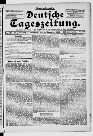 Deutsche Tageszeitung on Nov 10, 1909