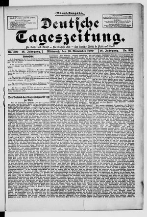 Deutsche Tageszeitung on Nov 10, 1909