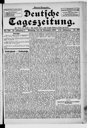 Deutsche Tageszeitung on Nov 16, 1909