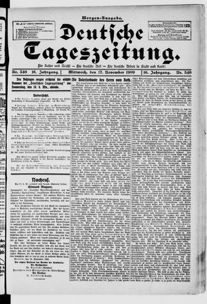 Deutsche Tageszeitung vom 17.11.1909