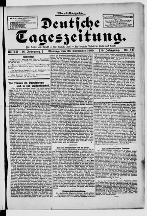 Deutsche Tageszeitung vom 22.11.1909