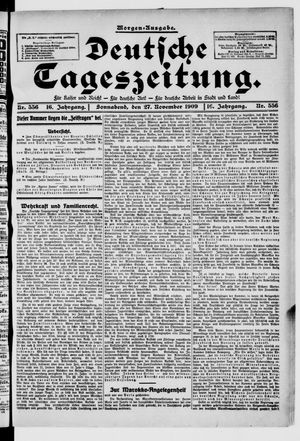 Deutsche Tageszeitung vom 27.11.1909