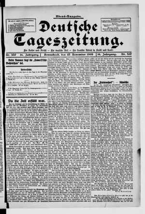 Deutsche Tageszeitung vom 27.11.1909