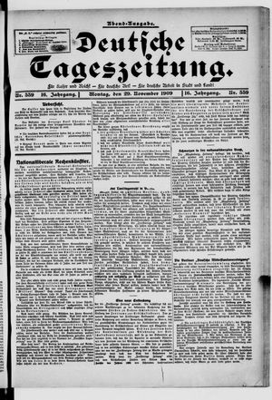 Deutsche Tageszeitung vom 29.11.1909