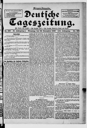 Deutsche Tageszeitung vom 30.11.1909