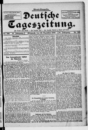 Deutsche Tageszeitung vom 22.12.1909