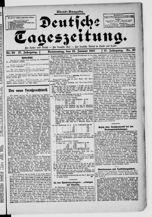 Deutsche Tageszeitung on Jan 13, 1910