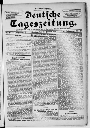 Deutsche Tageszeitung vom 17.01.1910