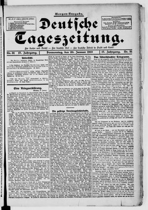 Deutsche Tageszeitung vom 20.01.1910