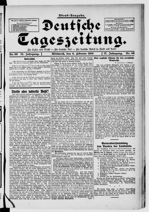 Deutsche Tageszeitung on Feb 9, 1910