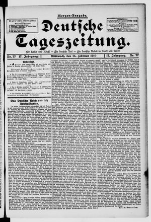 Deutsche Tageszeitung vom 16.02.1910