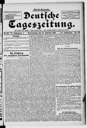 Deutsche Tageszeitung vom 17.02.1910