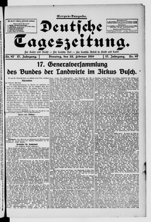 Deutsche Tageszeitung vom 22.02.1910