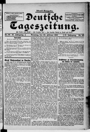 Deutsche Tageszeitung vom 22.02.1910