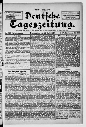 Deutsche Tageszeitung vom 21.07.1910