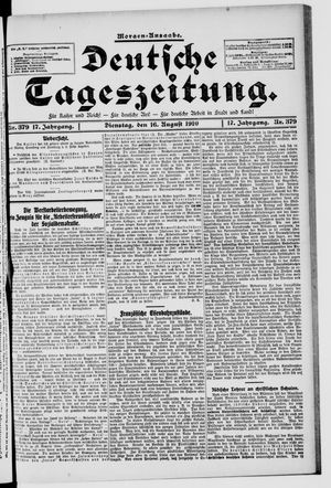 Deutsche Tageszeitung on Aug 16, 1910