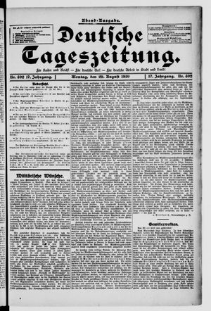 Deutsche Tageszeitung vom 29.08.1910