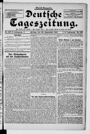 Deutsche Tageszeitung vom 23.09.1910