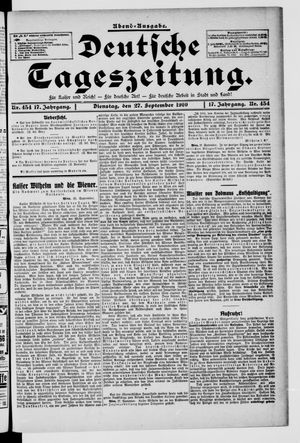 Deutsche Tageszeitung on Sep 27, 1910