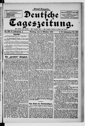 Deutsche Tageszeitung vom 03.10.1910