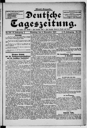 Deutsche Tageszeitung vom 01.11.1910