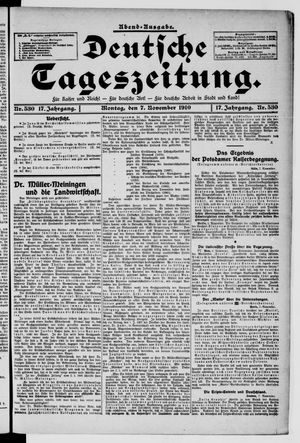 Deutsche Tageszeitung vom 07.11.1910