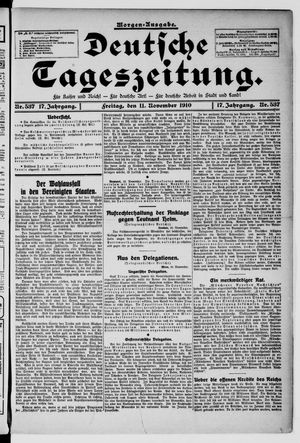 Deutsche Tageszeitung vom 11.11.1910