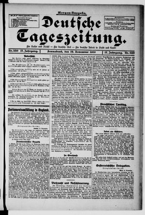 Deutsche Tageszeitung vom 19.11.1910