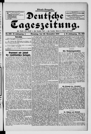 Deutsche Tageszeitung vom 29.11.1910