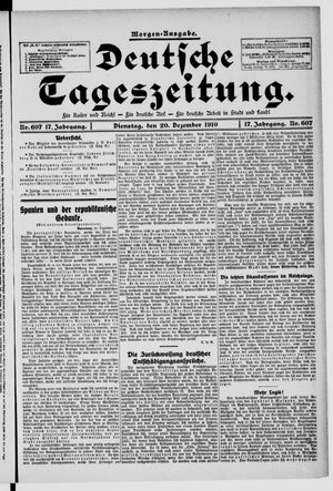 Deutsche Tageszeitung vom 20.12.1910