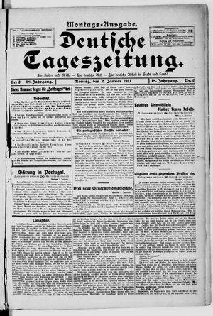 Deutsche Tageszeitung on Jan 2, 1911
