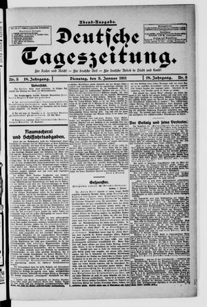 Deutsche Tageszeitung vom 03.01.1911