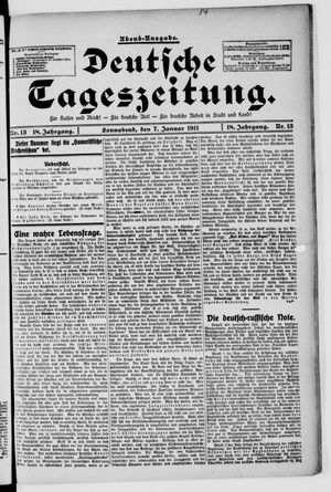 Deutsche Tageszeitung on Jan 7, 1911