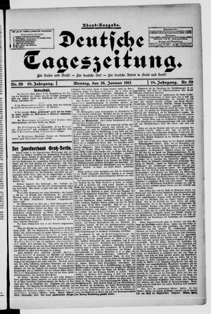 Deutsche Tageszeitung on Jan 16, 1911