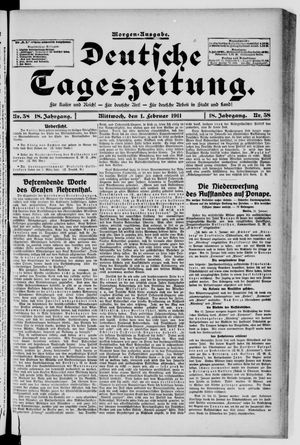 Deutsche Tageszeitung vom 01.02.1911