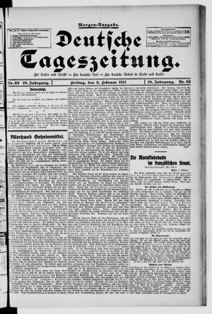 Deutsche Tageszeitung on Feb 3, 1911