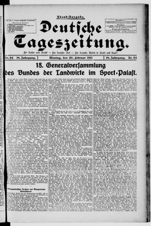 Deutsche Tageszeitung vom 20.02.1911