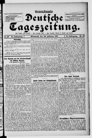 Deutsche Tageszeitung vom 22.02.1911