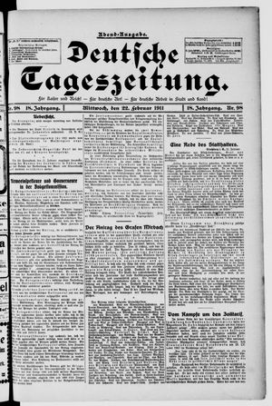 Deutsche Tageszeitung vom 22.02.1911