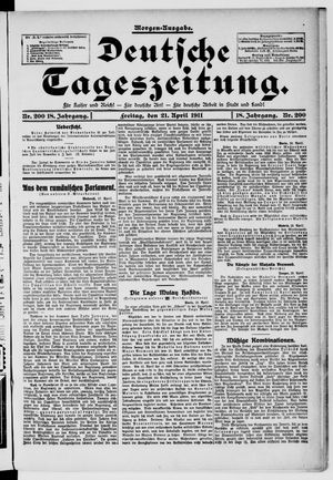 Deutsche Tageszeitung on Apr 21, 1911