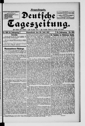 Deutsche Tageszeitung vom 22.07.1911