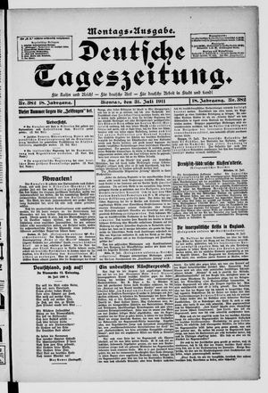 Deutsche Tageszeitung vom 31.07.1911