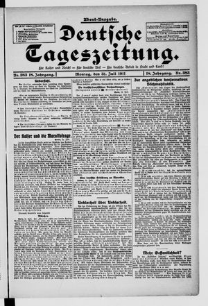 Deutsche Tageszeitung vom 31.07.1911