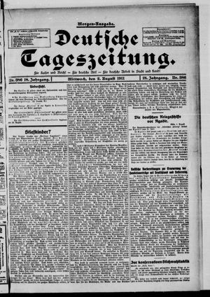 Deutsche Tageszeitung vom 02.08.1911