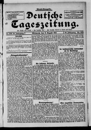Deutsche Tageszeitung on Aug 9, 1911