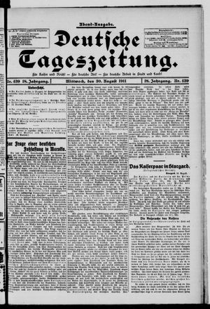 Deutsche Tageszeitung vom 30.08.1911