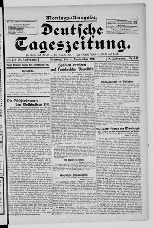 Deutsche Tageszeitung vom 04.09.1911