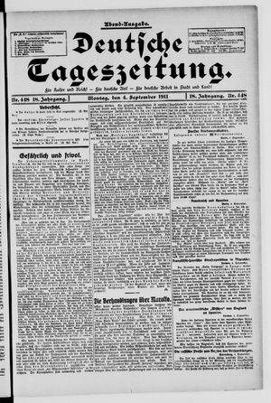 Deutsche Tageszeitung vom 04.09.1911
