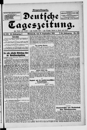 Deutsche Tageszeitung on Sep 6, 1911